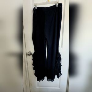 JS Collections Black Wide Leg Ruffle Pants
